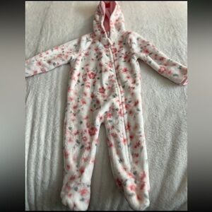 Like New Laura Ashley Pink and Gray Floral Footie Size 3-6M